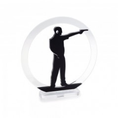 Trofeo Nero Opaco in plexiglass trasparente retrostampato cerchio tiro sportivo con pistola