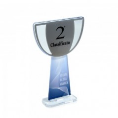 Trofeo Podio in plexiglass trasparente retrostampato coppa argento