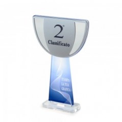 Trofeo Podio in plexiglass trasparente retrostampato coppa argento