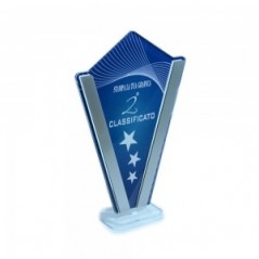Trofeo Podio in plexiglass trasparente retrostampato a V argento