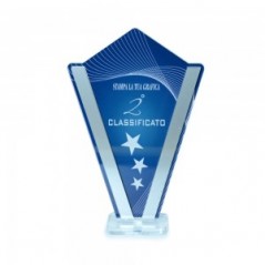 Trofeo Podio in plexiglass trasparente retrostampato a V argento