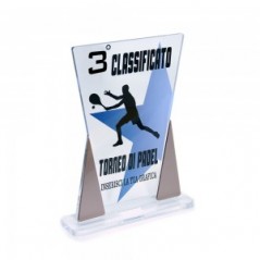 Trofeo Podio in plexiglass trasparente retrostampato doppio trapezio isoscele bronzo