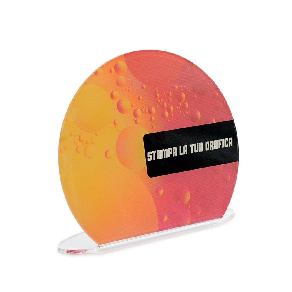 Targa di Partecipazione in plexiglass trasparente retrostampato circolare base piatta