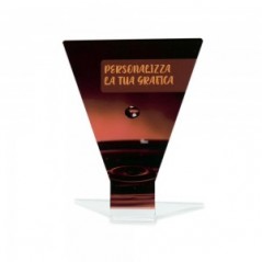 Targa di Partecipazione in plexiglass trasparente retrostampato trapezoidale con base rialzata