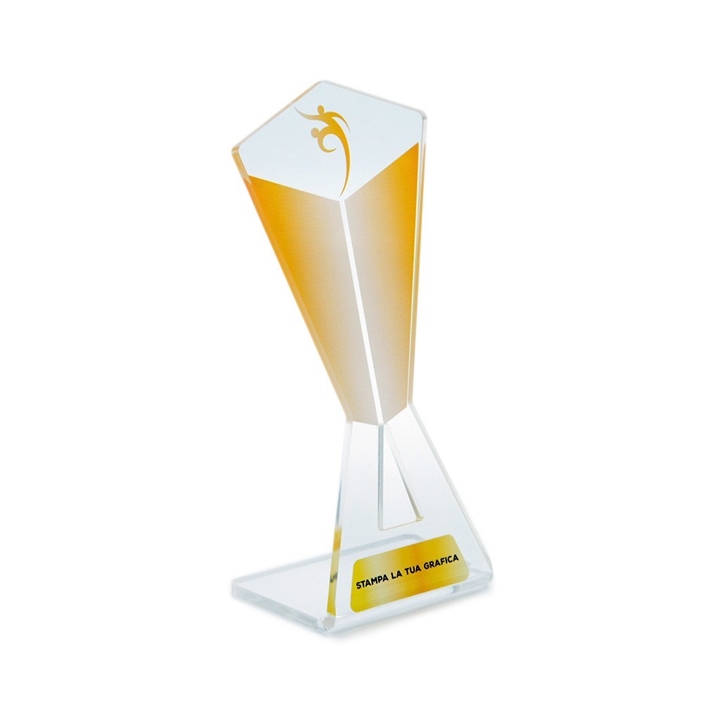 Targa di Partecipazione in plexiglass trasparente retrostampato piramide invertita