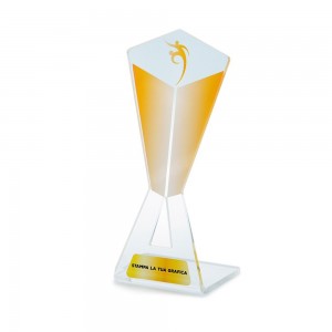 Targa di Partecipazione in plexiglass trasparente retrostampato piramide invertita