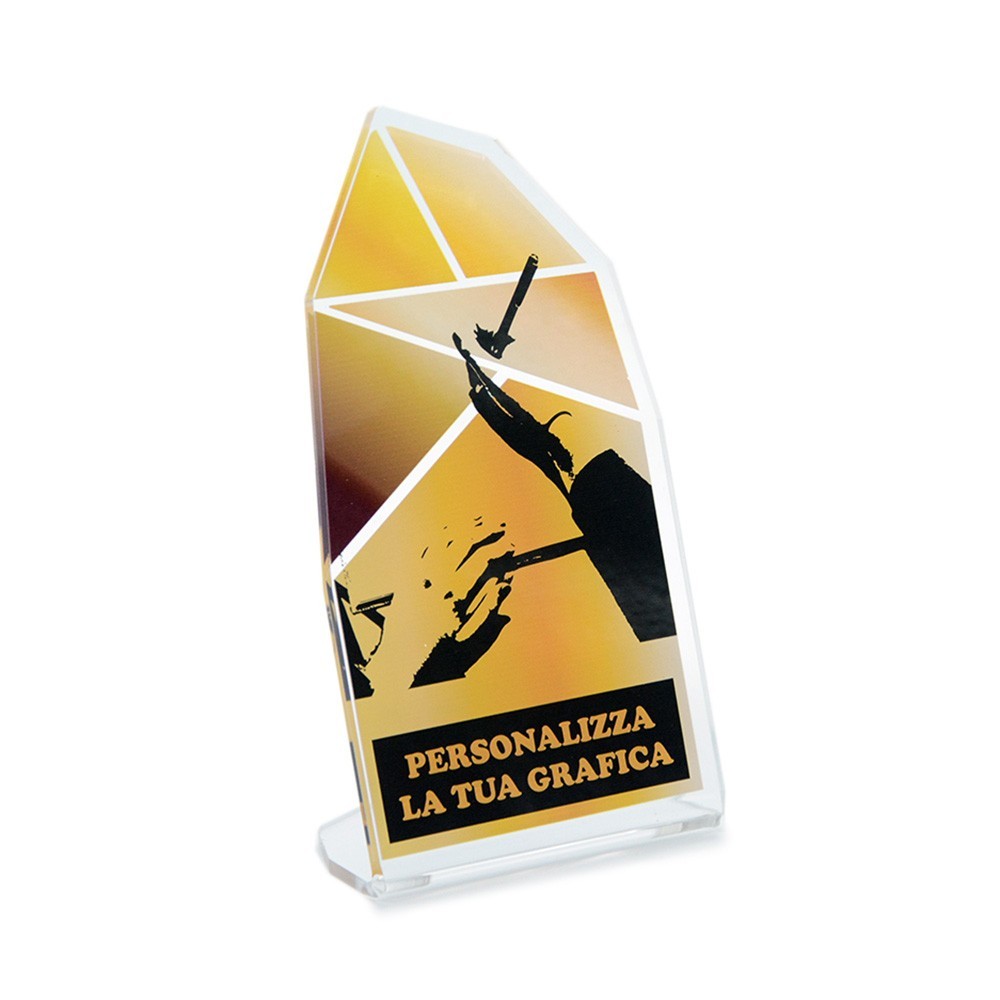 Targa di Partecipazione in plexiglass trasparente retrostampato punta di cristallo