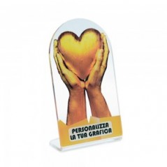 Targa di Partecipazione in plexiglass trasparente retrostampato rettangolare verticale con arco superiore