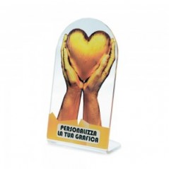 Targa di Partecipazione in plexiglass trasparente retrostampato rettangolare verticale con arco superiore