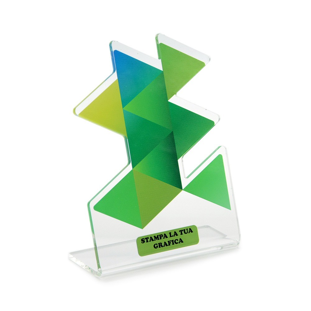 Targa Smart in plexiglass trasparente retrostampato triangoli sovrapposti