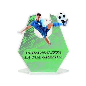 Targa Sport in plexiglass trasparente retrostampato esagono calciatore