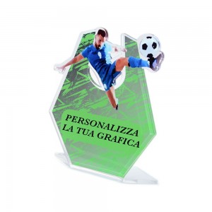 Targa Sport in plexiglass trasparente retrostampato esagono calciatore