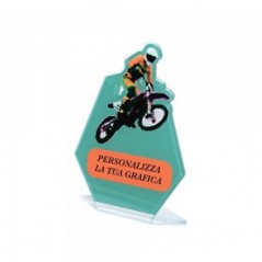 Targa Sport in plexiglass trasparente retrostampato esagono motocrossista