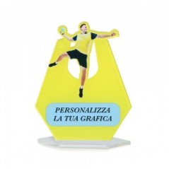 Targa Sport in plexiglass trasparente retrostampato esagono giocatore di pallamano