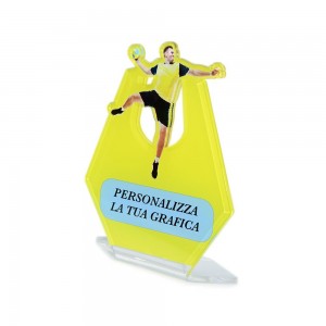 Targa Sport in plexiglass trasparente retrostampato esagono giocatore di pallamano