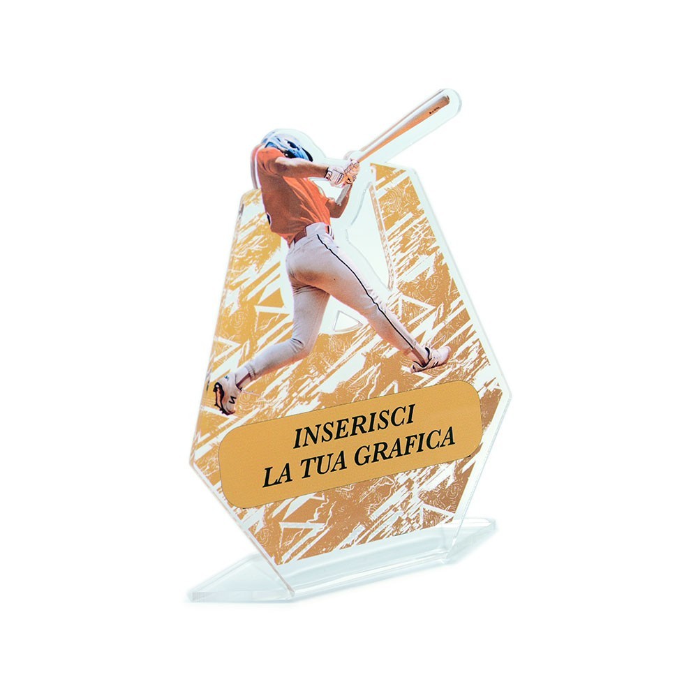 Targa Sport in plexiglass trasparente retrostampato esagono giocatore di baseball
