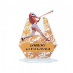 Targa Sport in plexiglass trasparente retrostampato esagono giocatore di baseball