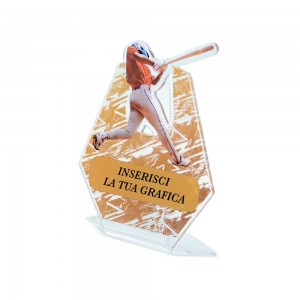 Targa Sport in plexiglass trasparente retrostampato esagono giocatore di baseball