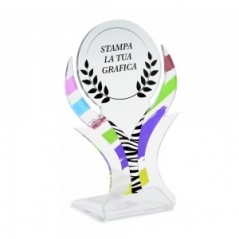 Targa Sport in plexiglass trasparente retrostampato coppa parte superiore circolare