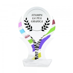 Targa Sport in plexiglass trasparente retrostampato coppa parte superiore circolare