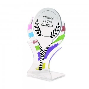 Targa Sport in plexiglass trasparente retrostampato coppa parte superiore circolare