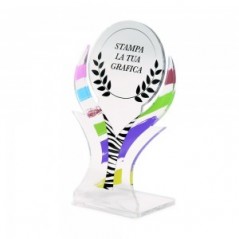 Targa Sport in plexiglass trasparente retrostampato coppa parte superiore circolare
