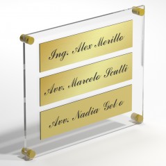 Targa in Plexiglass+ABS colore Gold con testo inciso tipologia 3 Moduli Small