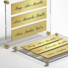 Targa in Plexiglass+ABS colore Gold con testo inciso tipologia 3 Moduli Small