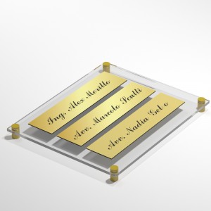 Targa in Plexiglass+ABS colore Gold con testo inciso tipologia 3 Moduli Small