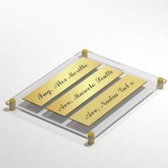 Targa in Plexiglass+ABS colore Gold con testo inciso tipologia 3 Moduli Small