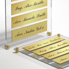 Targa in Plexiglass+ABS colore Gold con testo inciso tipologia 4 Moduli Small