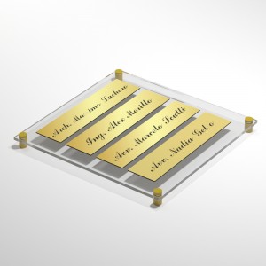 Targa in Plexiglass+ABS colore Gold con testo inciso tipologia 4 Moduli Small