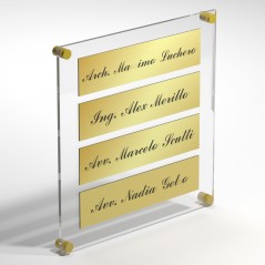 Targa in Plexiglass+ABS colore Gold con testo inciso tipologia 4 Moduli Small