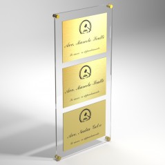 Targa in Plexiglass+ABS colore Gold con testo inciso tipologia 3 Moduli Large