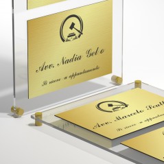 Targa in Plexiglass+ABS colore Gold con testo inciso tipologia 3 Moduli Large
