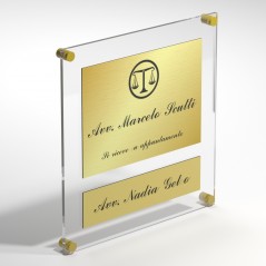 Targa in Plexiglass+ABS colore Gold con testo inciso tipologia 1+1 Large+Small