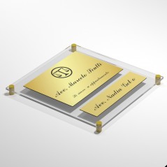 Targa in Plexiglass+ABS colore Gold con testo inciso tipologia 1+1 Large+Small