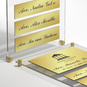 Targa in Plexiglass+ABS colore Gold con testo inciso tipologia 1+3 Large+Small