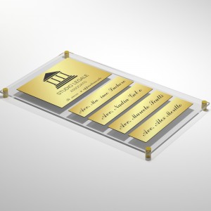 Targa in Plexiglass+ABS colore Gold con testo inciso tipologia 1+4 Large+Small