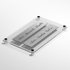 Targa in Plexiglass+ABS colore Silver con testo inciso tipologia 2 Moduli Small