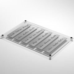 Targa in Plexiglass+ABS colore Silver con testo inciso tipologia 6 Moduli Small