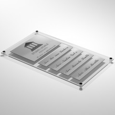 Targa in Plexiglass+ABS colore Silver con testo inciso tipologia 1+4 Large+Small