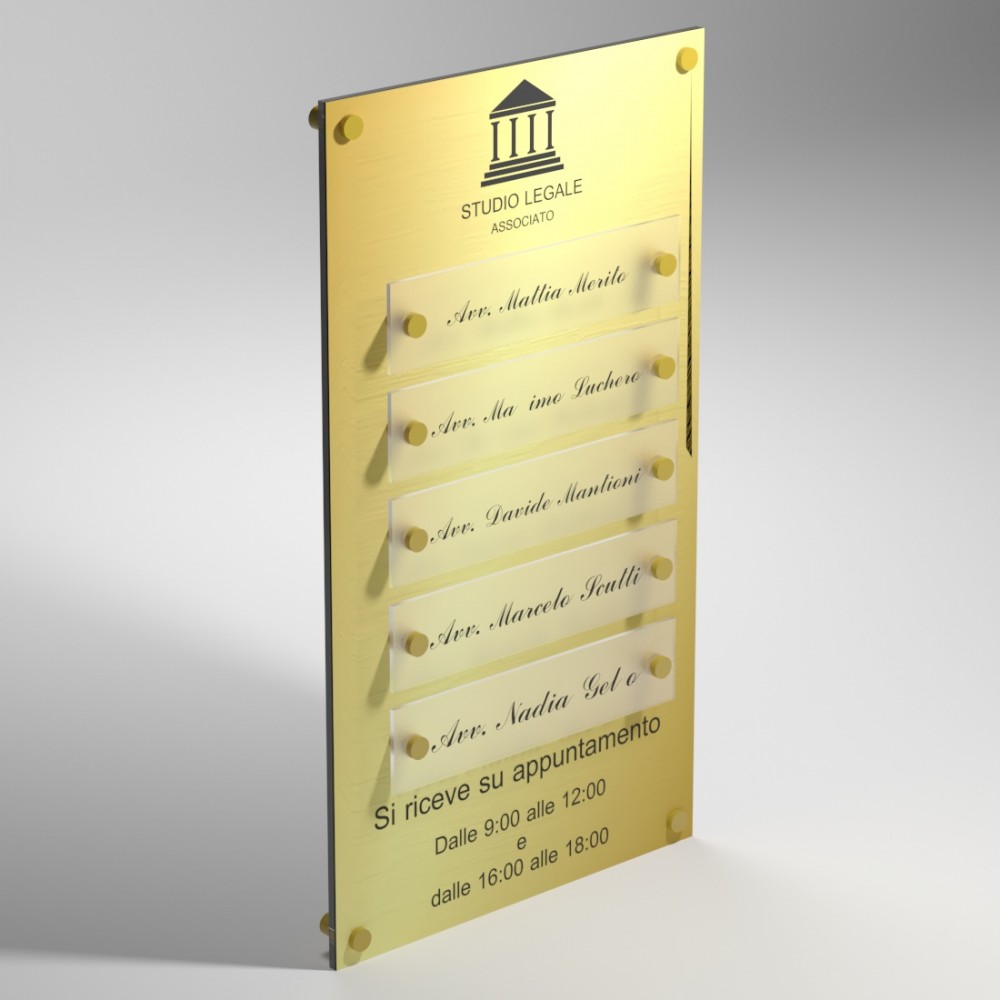 Targa in Plexiglass Stampata e Incisa colore Gold tipologia 5 Moduli Small