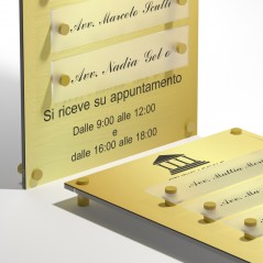Targa in Plexiglass Stampata e Incisa colore Gold tipologia 5 Moduli Small