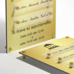 Targa in Plexiglass Stampata e Incisa colore Gold tipologia 4 Moduli Small