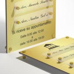 Targa in Plexiglass Stampata e Incisa colore Gold tipologia 4 Moduli Small