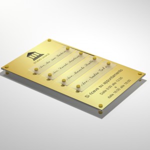 Targa in Plexiglass Stampata e Incisa colore Gold tipologia 4 Moduli Small