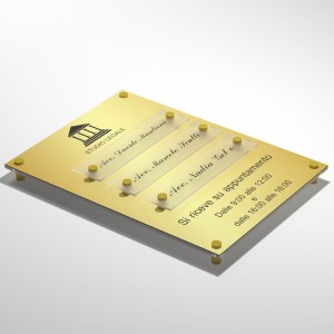 Targa in Plexiglass Stampata e Incisa colore Gold tipologia 3 Moduli Small