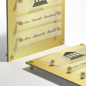 Targa in Plexiglass Stampata colore Gold tipologia 1 + 2 Moduli Small