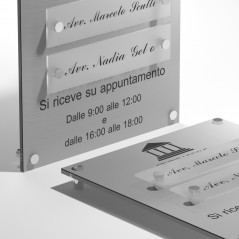 Targa in Plexiglass Stampata e Incisa colore Silver tipologia 2 Moduli Small